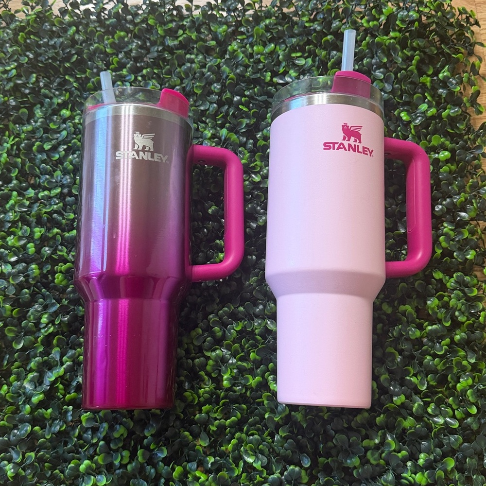 Stanley Light Pink Travel Tumbler with Bright Pink Handle